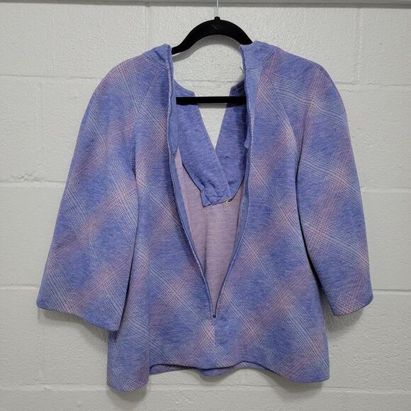 VTG Kay Windsor Retro Purple Plaid Bell Sleeve Top L/XL 566 - Picture 7 of 10